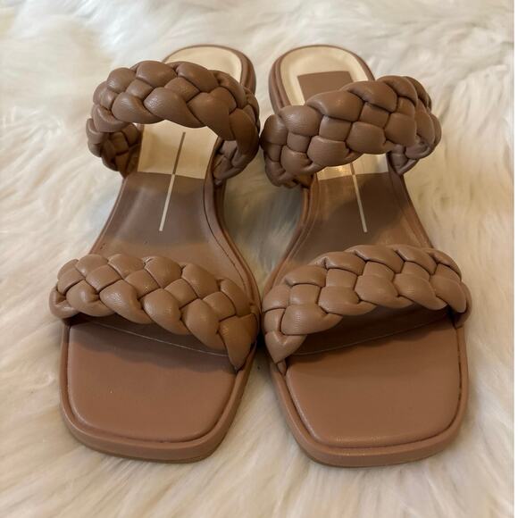 Dolce Vita Clear Taupe Braided Block Heel Sandal Size 6 - Picture 2 of 7